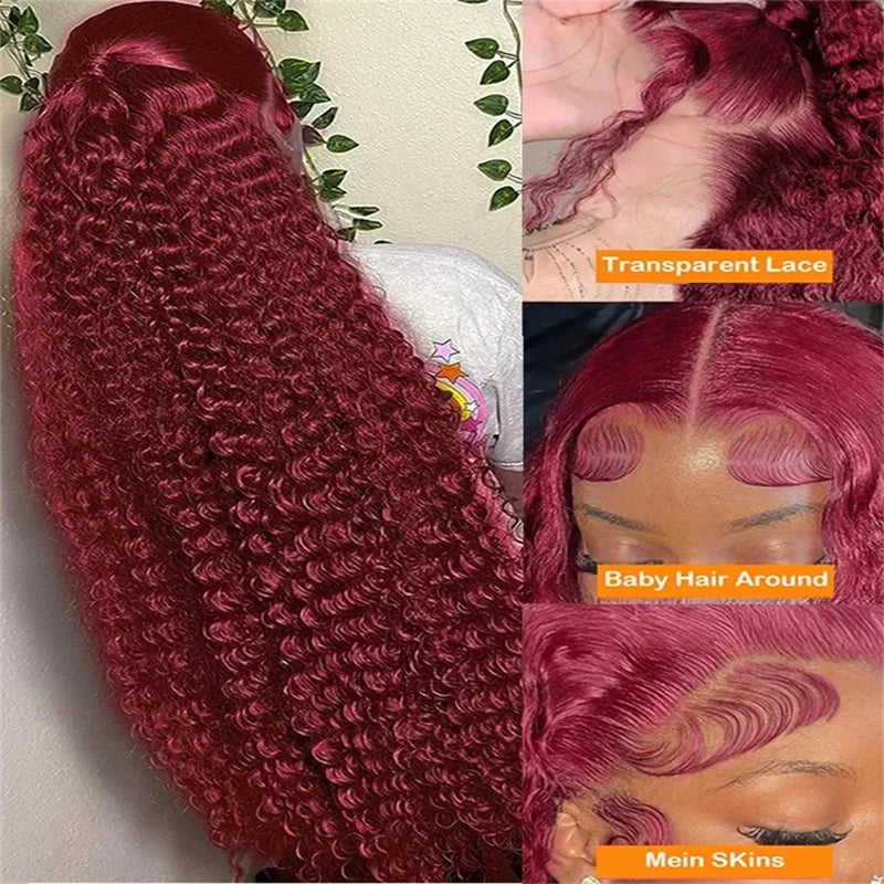 Burgundy Hd Lace Frontal Human Hair Wig