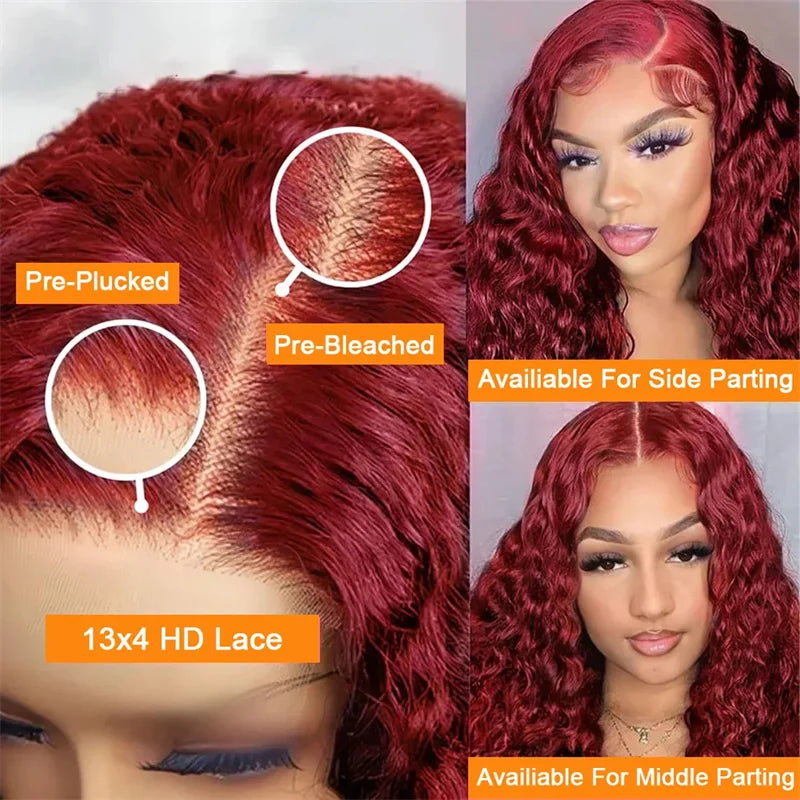 Burgundy Hd Lace Frontal Human Hair Wig
